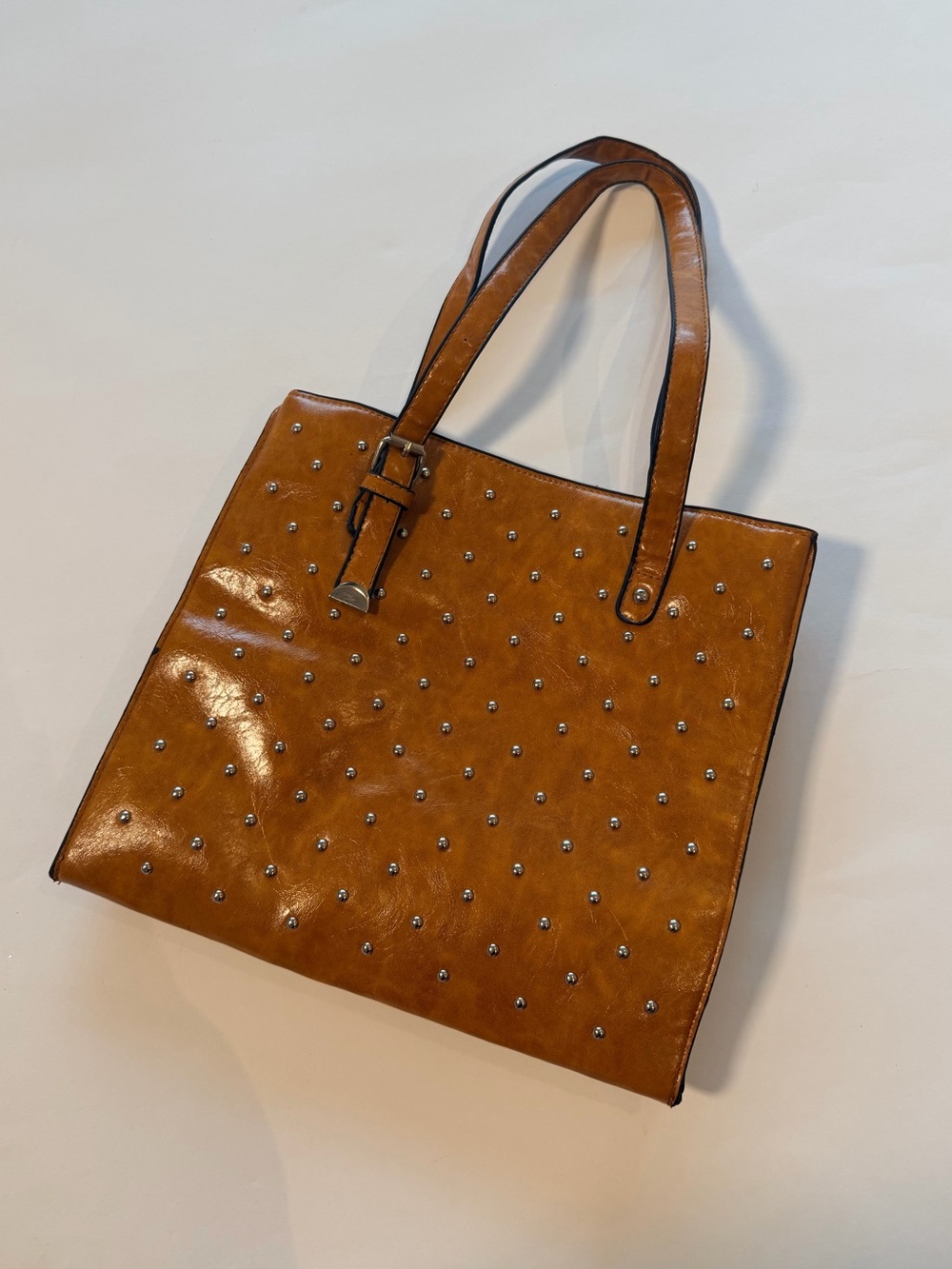 Y2K Brown Studded Tote Bag Oversized Slouchy Shoulder Bag